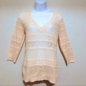 Elegant Cream V-Neck Women's Sweater